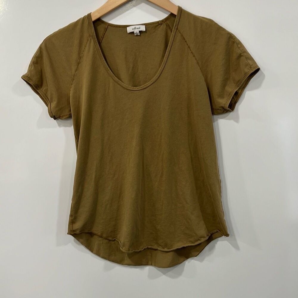 Aritzia Wilfred Olive Green Scoop Neck Top Small